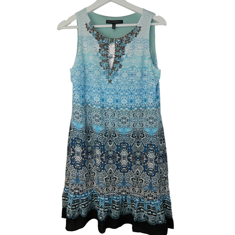 Spring Summer Dress White House Black Market Beaded Keyhole Sleeveless Sz Small
